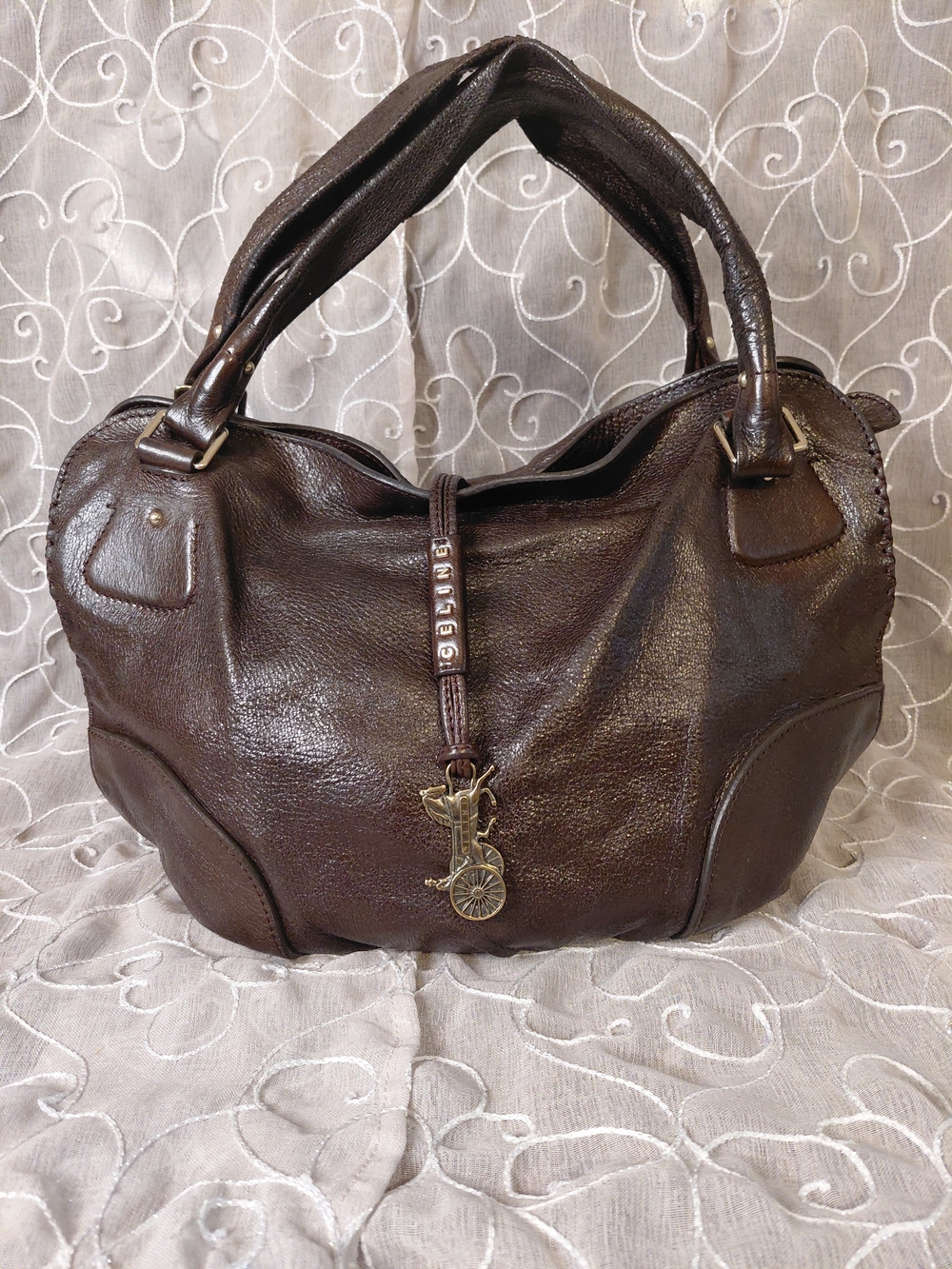 Celine Bittersweet Brown Leather Hobo with Decorative Charm - Picture 3 of 11